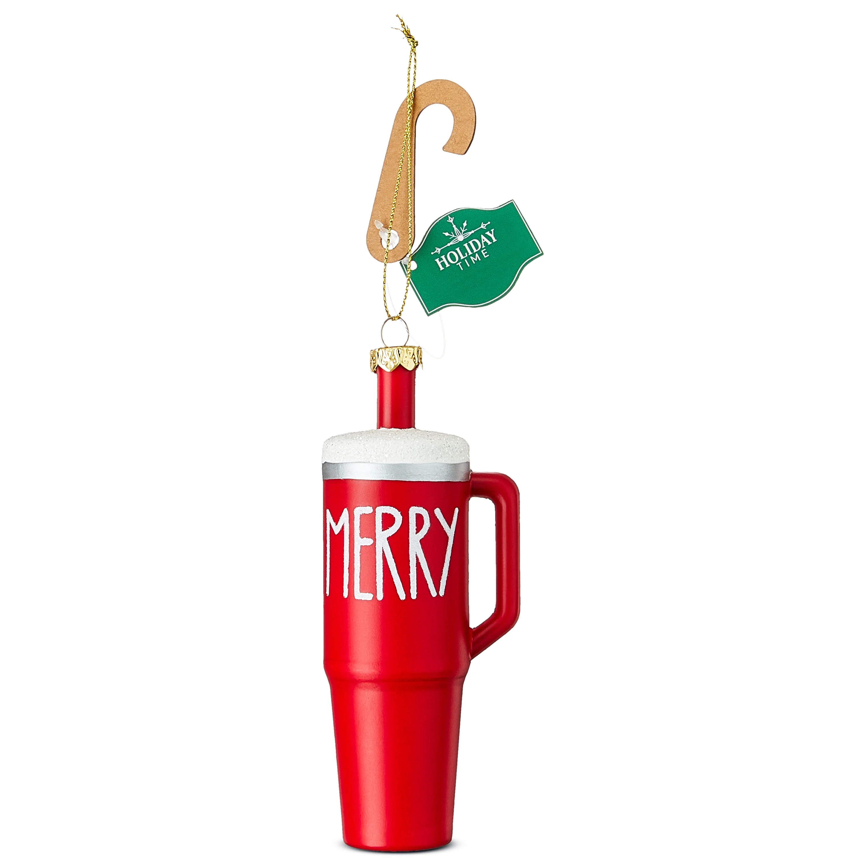 Red Merry Travel Mug Christmas Ornament, 5 in, by Holiday Time | Walmart (US)