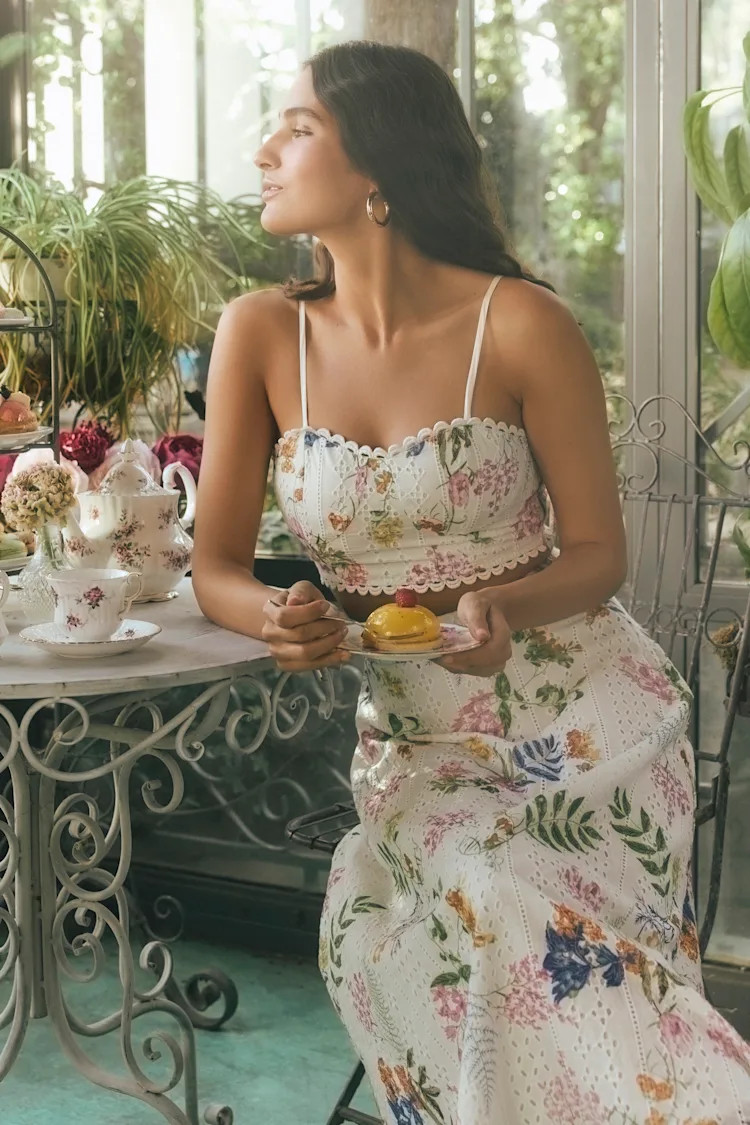 Sweet At Heart White Floral Embroidered Two-Piece Midi Dress | Lulus