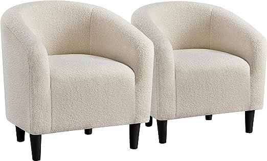 Yaheetech Barrel chairs, Furry Accent chairs, Sherpa Cozy Modern with Soft Padded Armrest, Fuzzy ... | Amazon (US)