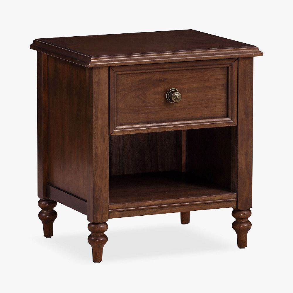 Chris Loves Julia Turned Wood Nightstand, Heritage Walnut, UPS | Pottery Barn Teen