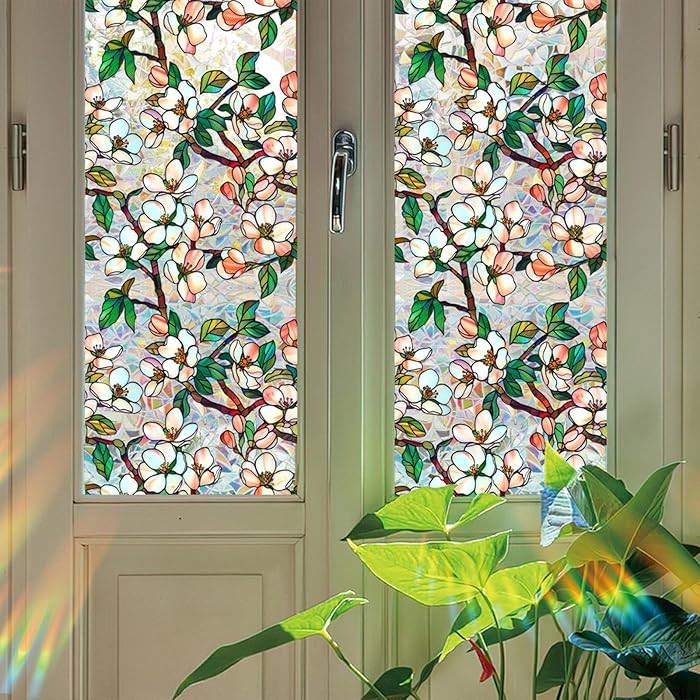 Stained Glass Window Film UV Resistant Window Privacy Film Petal Privacy Rainbow Decals Living Ro... | Amazon (US)