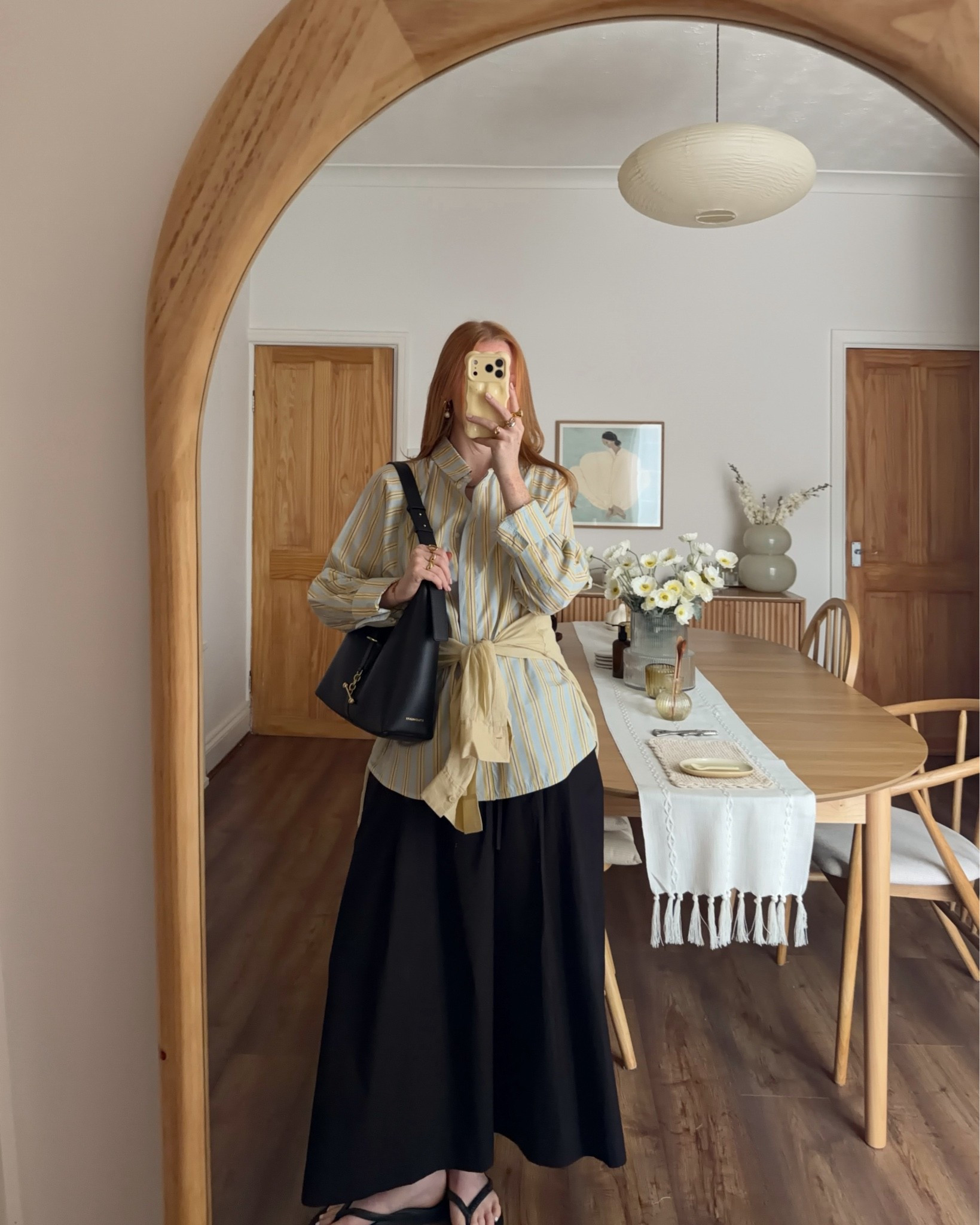 Yellow Stripe Shirt, Culottes, Strathberry Bag, Black Leather Bag

#LTKuk #LTKeurope