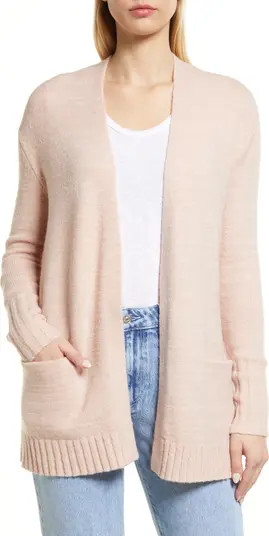 Collarless Open Front Long Cardigan | Nordstrom