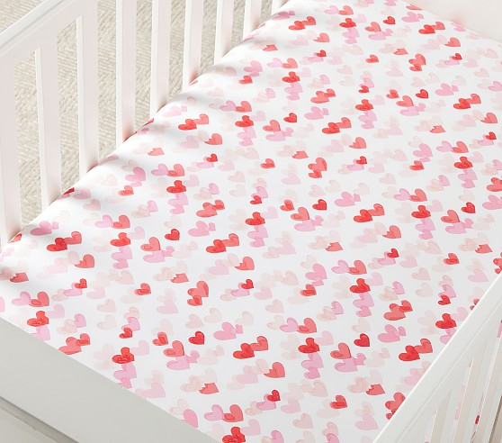 Hearts Organic Crib Fitted Sheet | Pottery Barn Kids