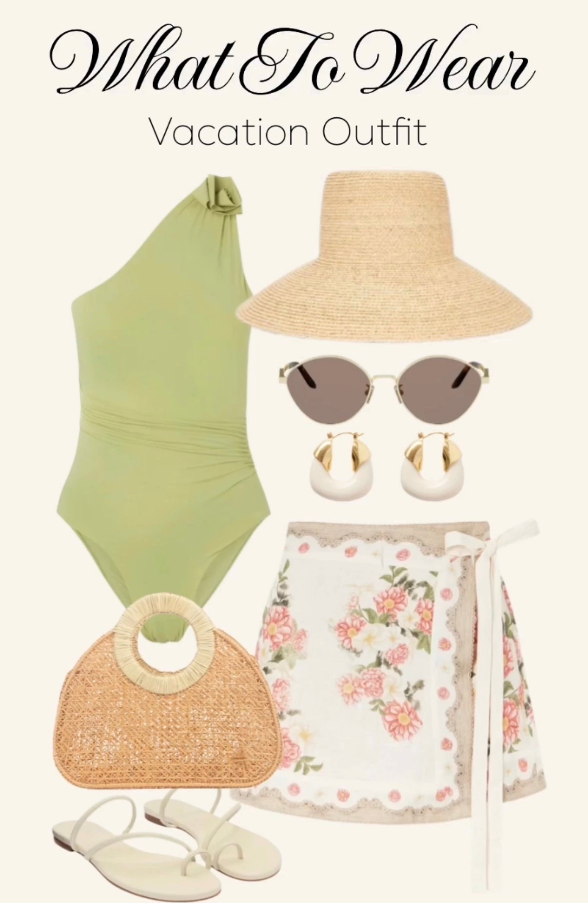 Vacation outfit. Swimwear. Beach bag. One piece swimsuit. Swimsuit coverup skirt. Pareo. Sarong

#LTKTravel #LTKOver40 #LTKootd