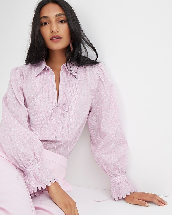 Scalloped popover top in Liberty® Flower Market organic cotton | J. Crew US