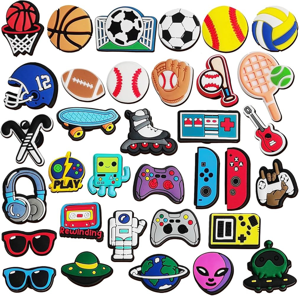 IOKUKI Shoe Charms, 35 PCS, for Teens, Basketball Football Soccer Volleyball Baseball, Video Game... | Amazon (US)