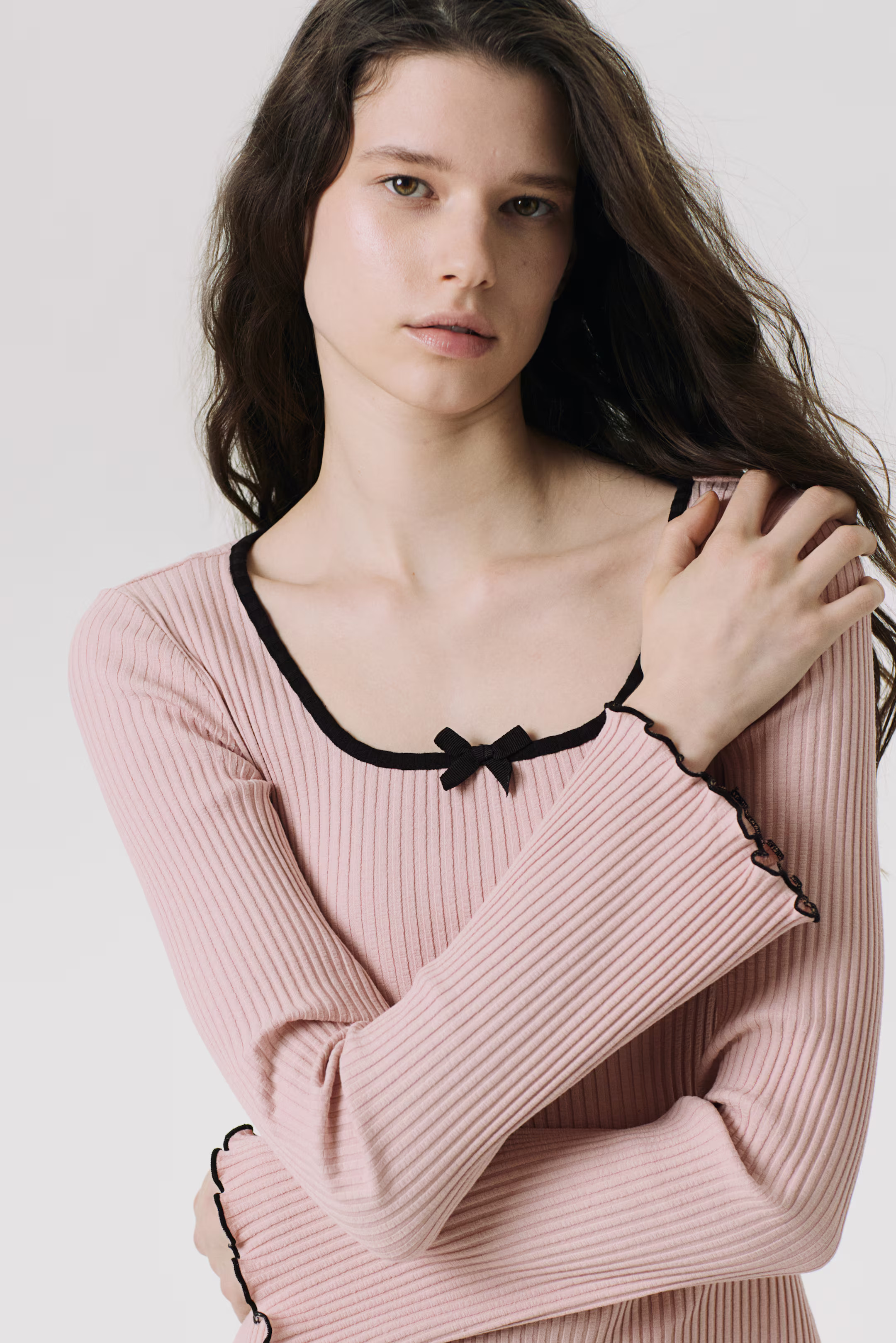 Ribbed Dress with Flared Skirt - Light dusty pink - Ladies | H&M US | H&M (US + CA)