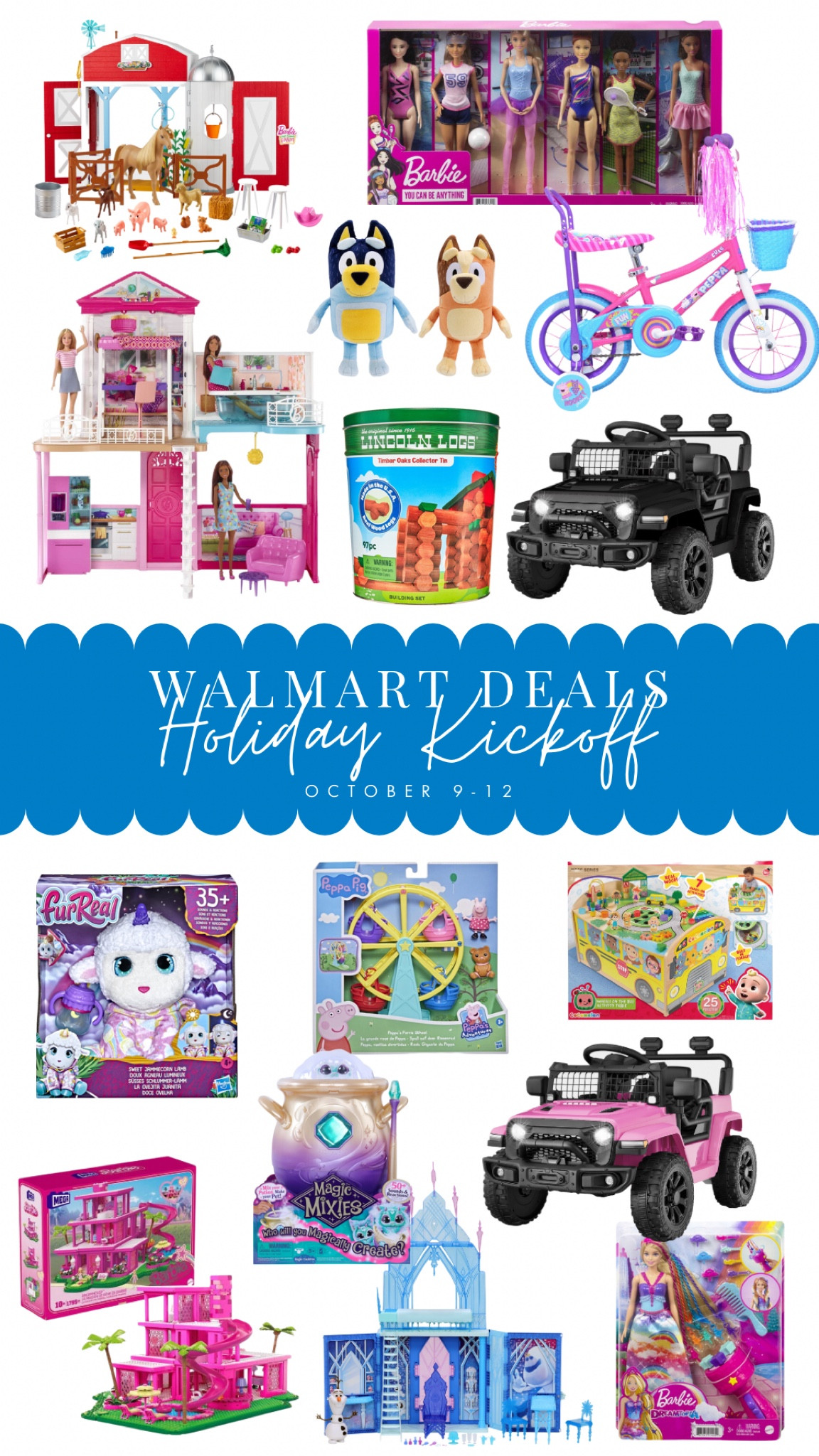 Walmart Deals Holiday Kickoff happening now through October 12th on Walmart.com! Shop the best deals on toys and more early this holiday season! #WalmartPartner 

#LTKkids #LTKHolidaySale #LTKsalealert