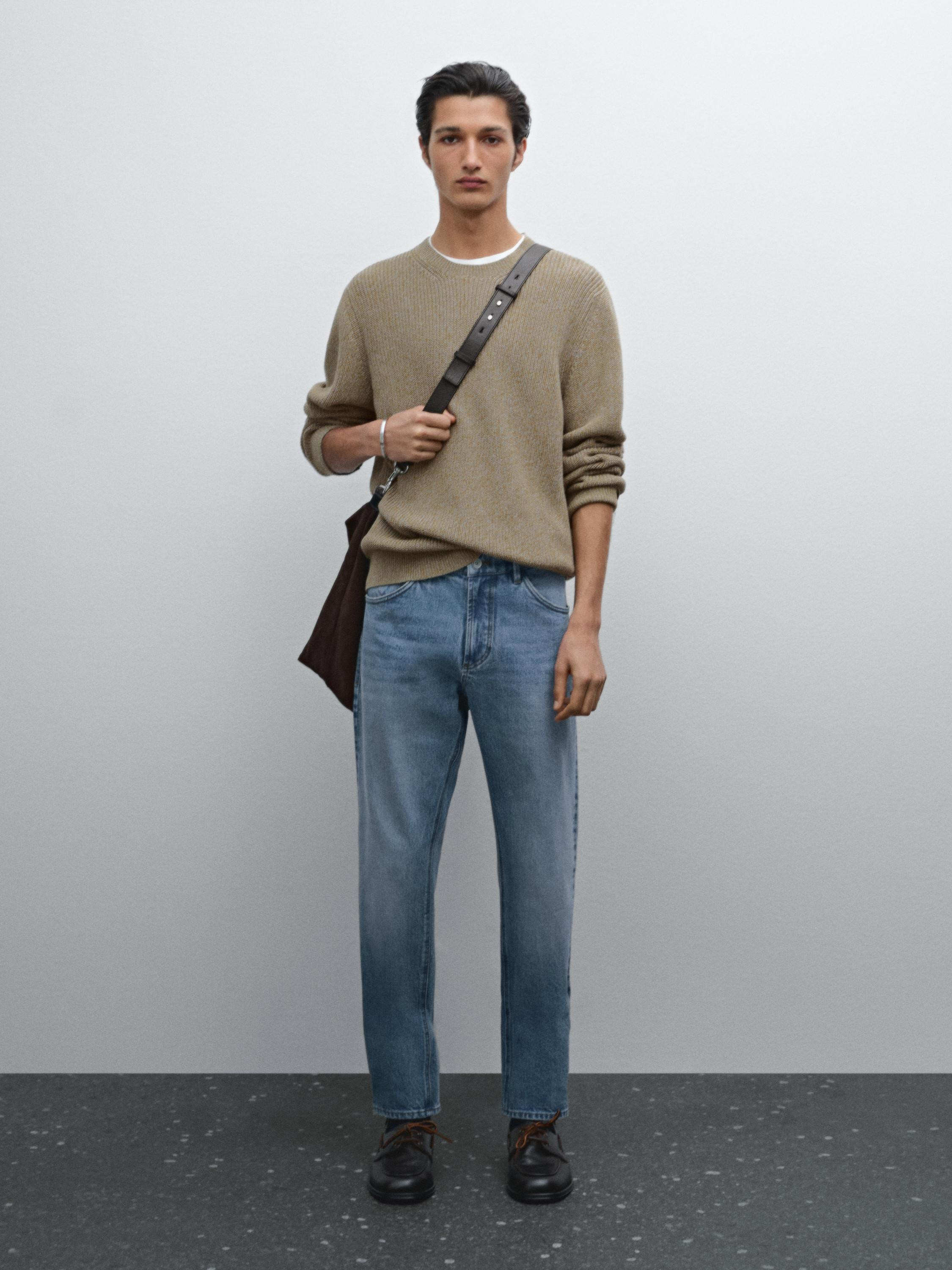 100% cotton ribbed knitted jumper | Massimo Dutti UK