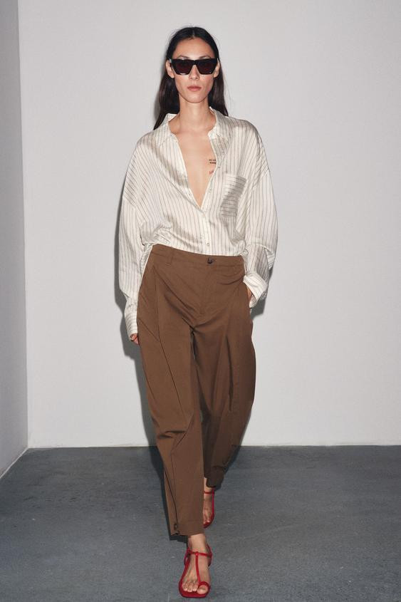 ZW COLLECTION PLEATED PANTS WITH BELT LOOPS | Zara US