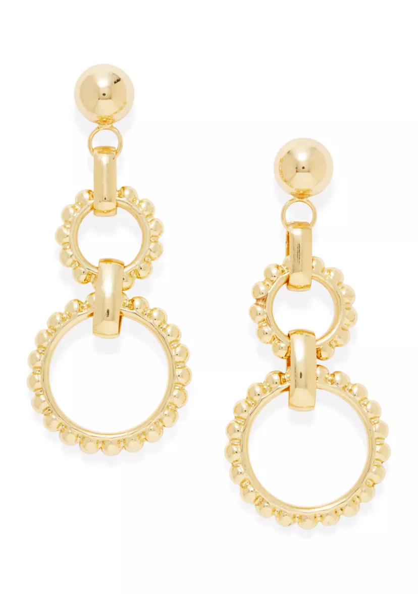 Textured Linked Gold Tone Chandelier Earrings | Belk