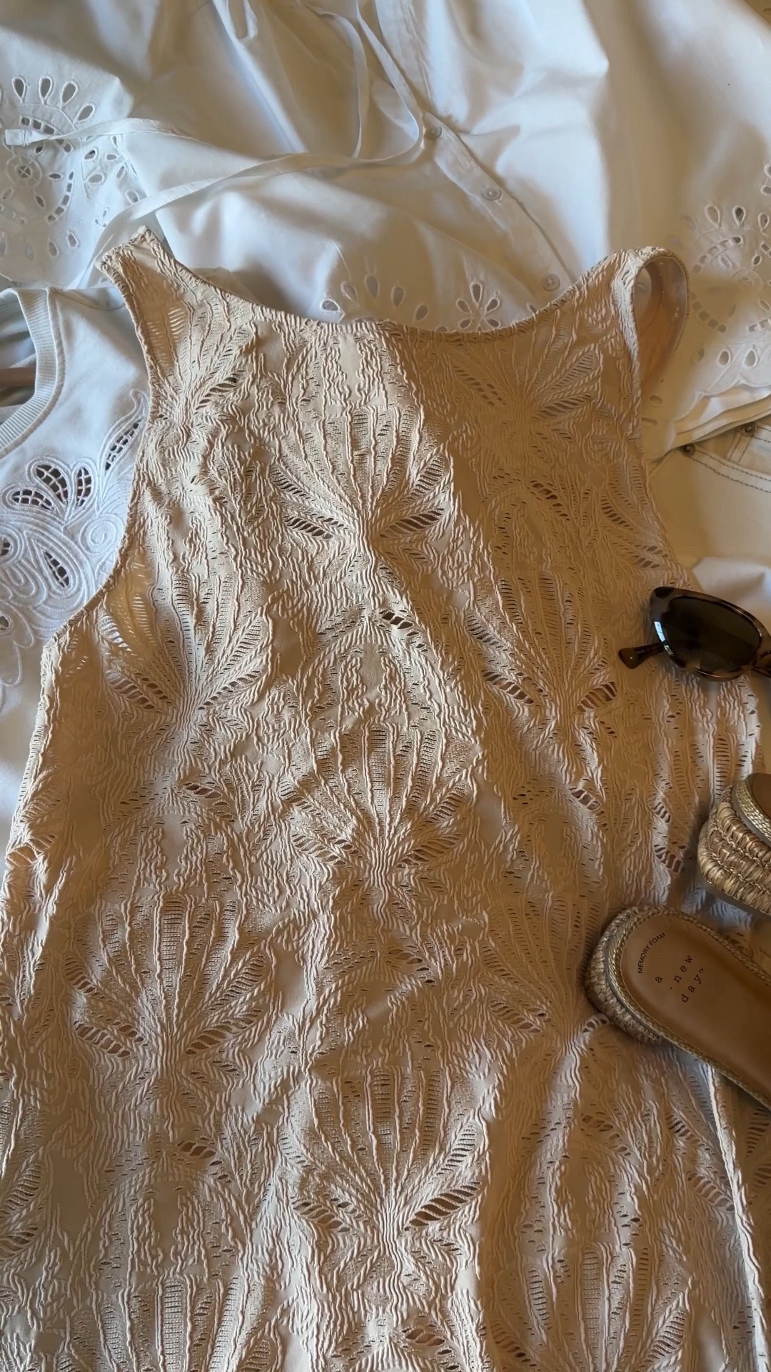 All the Target finds you need for Spring break! 
Swimsuit coverup, straw bag, jeans, jean shorts, eyelet sweat set 