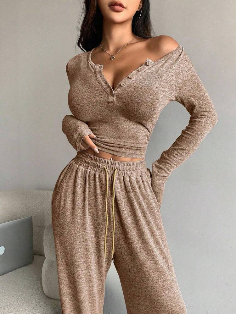 DAZY 2pcs Women's Solid Color Half-Zip Jacket And Pants Set,Fall Clothes Tracksuits Women Set Lounge Sets For Women | SHEIN