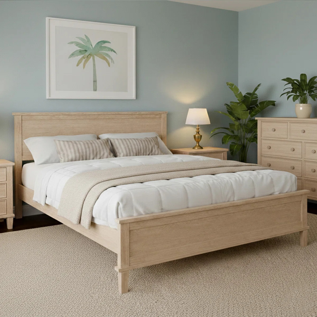 Solid wood platform bed with headboard and slat supports | Wayfair North America