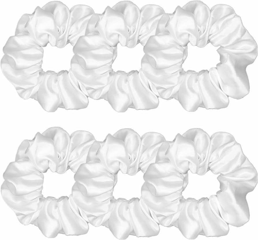 6 Pcs Satin Silk Hair Scrunchies Soft Hair Ties Fashion Hair Bands Hair Bow Ropes Hair Elastic Br... | Amazon (US)