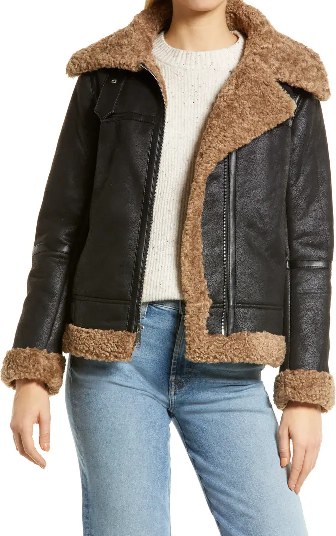 Sam Edelman Short Faux Fur Aviator Jacket | Nordstrom | Nordstrom
