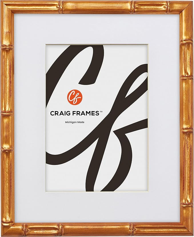 Craig Frames Faux Bamboo, 24x36 Picture Frame Matted for a 20x30 Photo, Vintage Gold | Amazon (US)