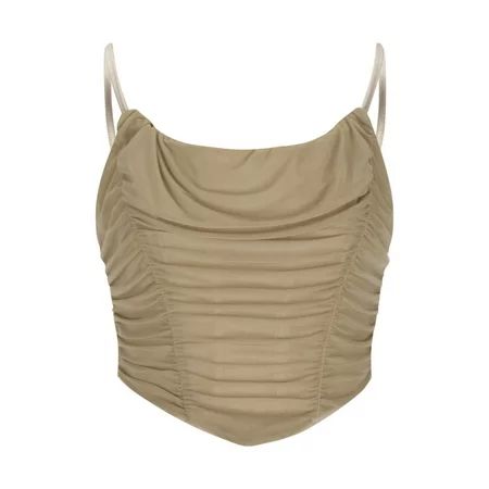 JGGSPWM Camisole for Women Cropped Corset Tshirts Mesh Bone Bustier Summer V Neck Blouses Sexy Spagh | Walmart (US)