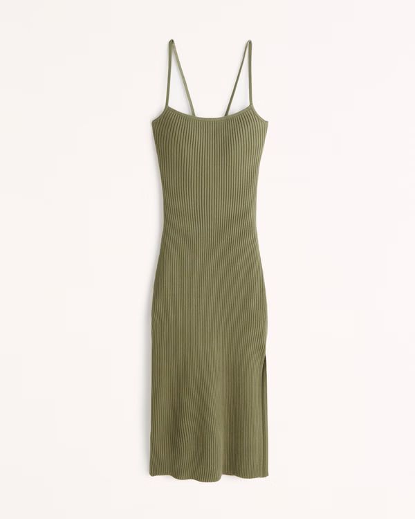 Women's Lace-Up Ribbed Midi Dress | Women's Clearance - New Styles Added | Abercrombie.com | Abercrombie & Fitch (US)
