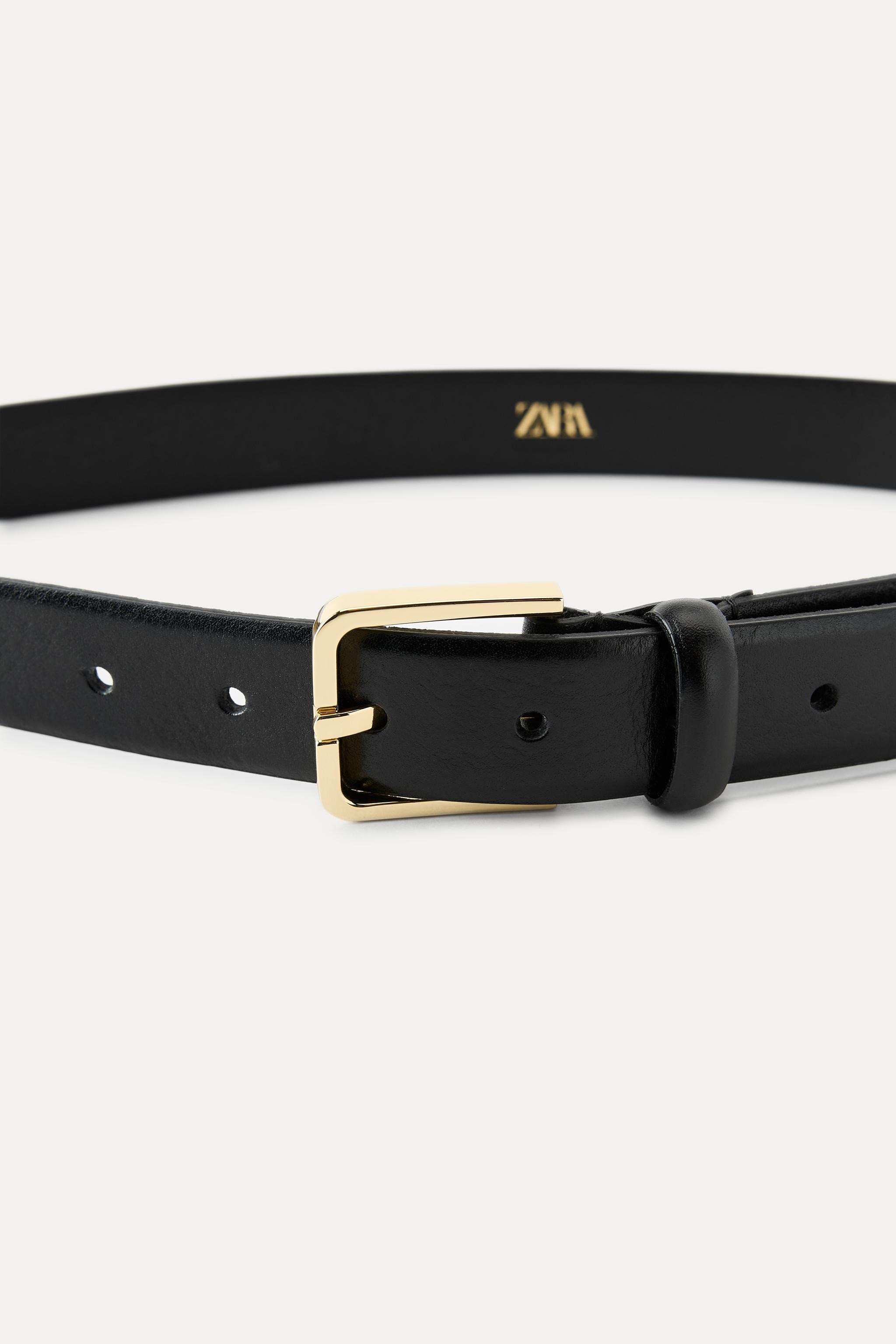 LEATHER BELT WITH SQUARE BUCKLE | Zara UK