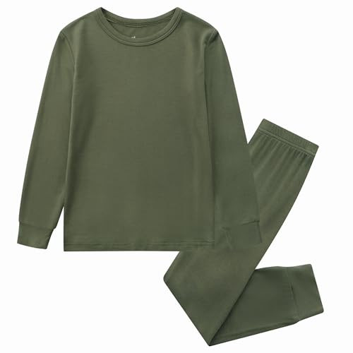 O2 BABY Toddler Pajamas Boys Girls Pajama Set, Unisex Viscose from Bamboo Baby Pajamas, Soft Solid Sleepwear 2-piece PJS Set (4T, Green) | Amazon (US)