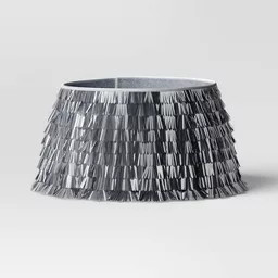 Christmas Mirrored Metallic Fringe Fabric Tree Collar Silver - Wondershop™ | Target