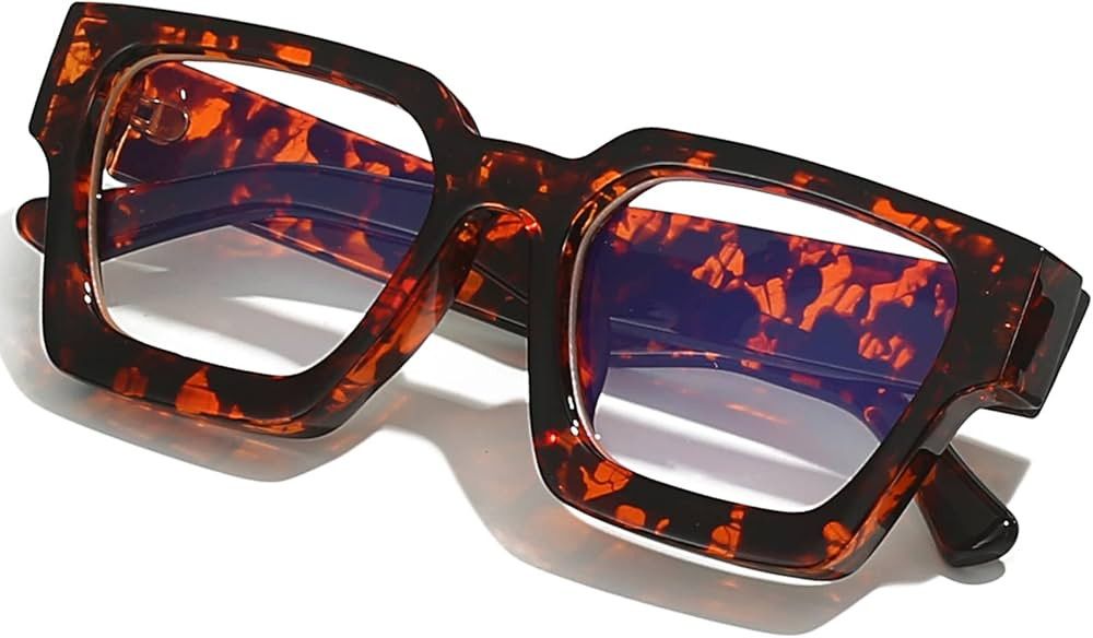 AIEYEZO Square Thick Frame Glasses for Women Men Fashion Blue Light Glasses Trendy Chic Computer ... | Amazon (US)