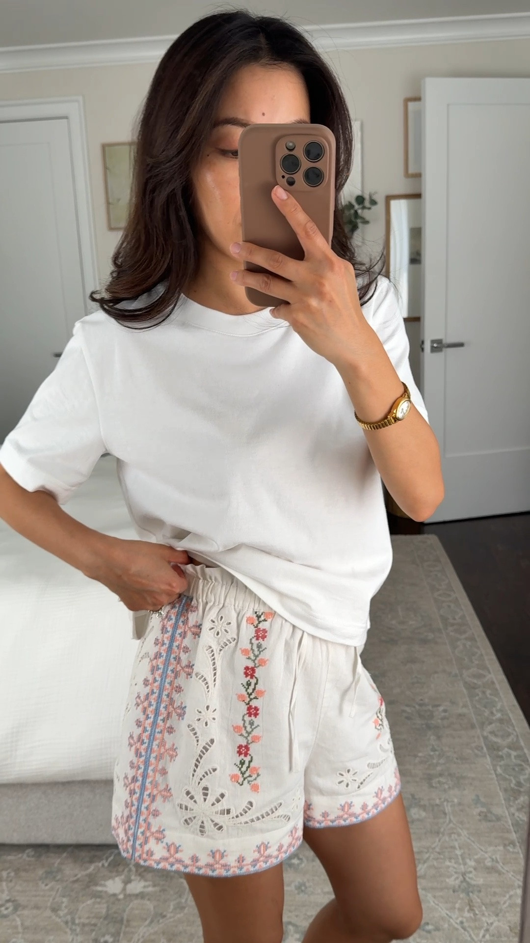 Jcrew tee XXs , sezane shorts XXs , crocs sandals 5 size down if between sizes