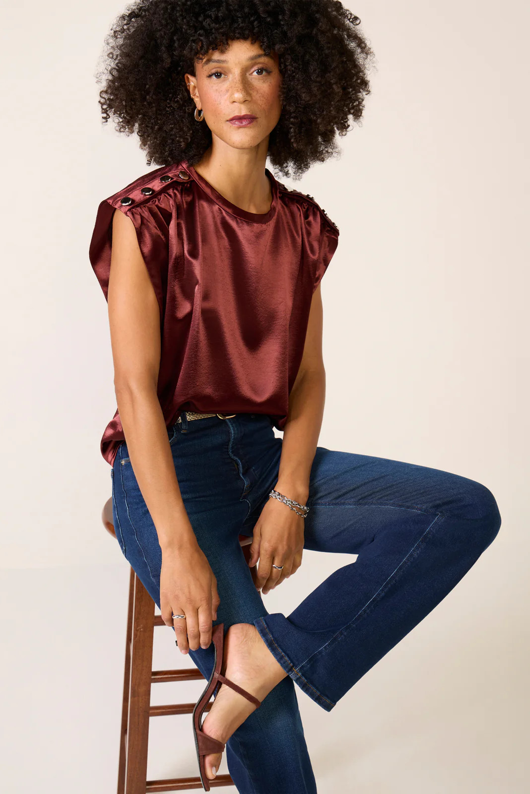 Lucca Satin Blouse | Evereve