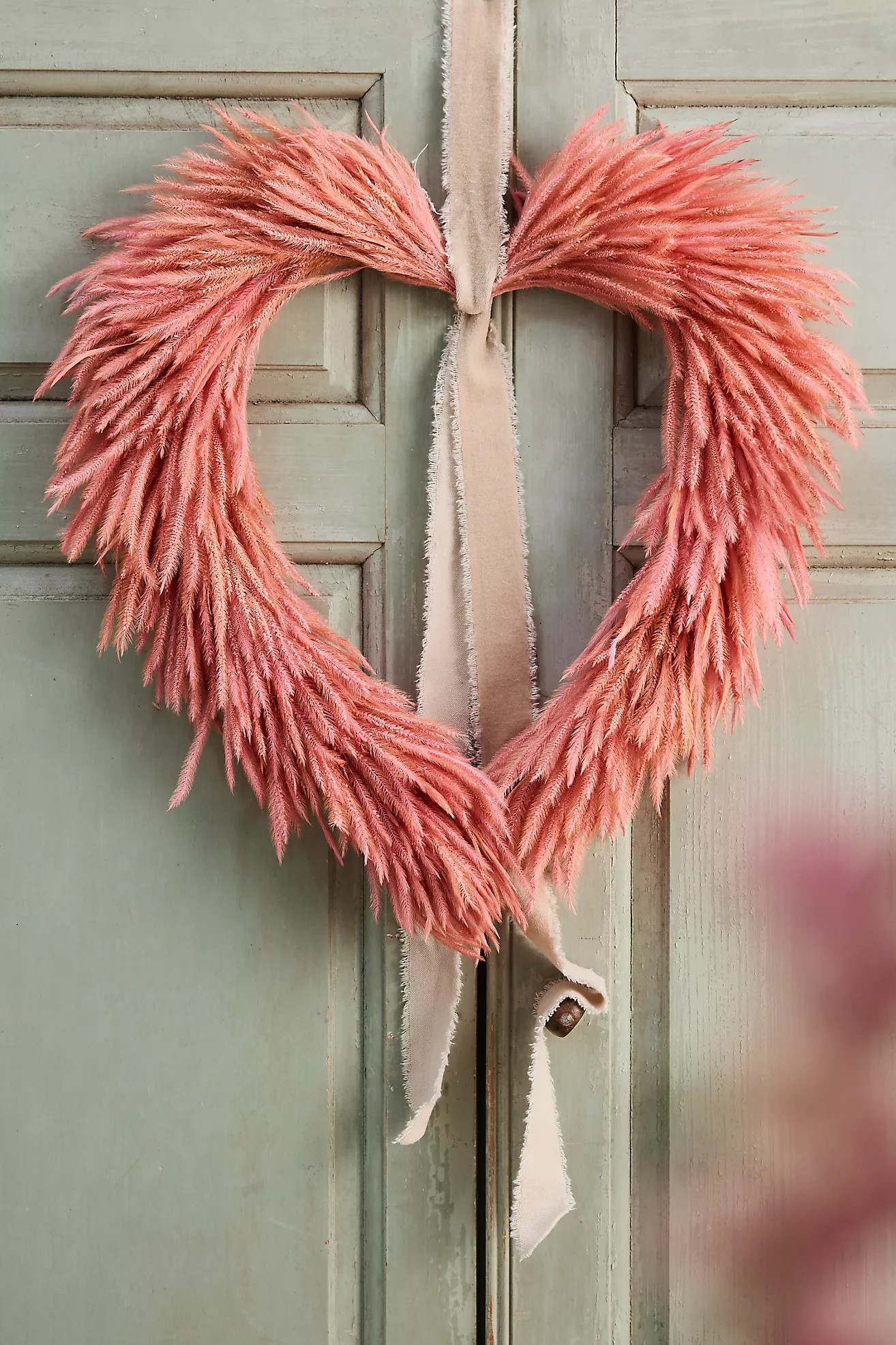Preserved Silk Grass Heart Wreath | Anthropologie (US)