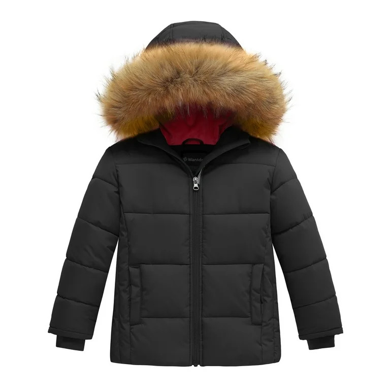 Wantdo Girl's Winter Coat Warm Padded Outerwear Jacket Padded Ski Jacket Black Size 10/12 | Walmart (US)