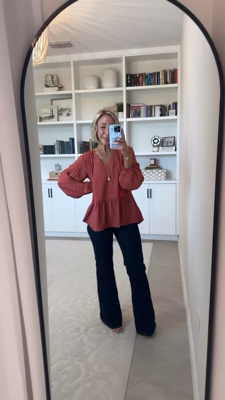 #WalmartPartner - new arrivals - all under $28. @Walmart #walmartstyle : Gathered Yoke Blouse w/ Long Sleeves - size XS. $19.98. 4 colors. * High Rise Flare Jeans - size 0 (tight). $26.98. 2 washes.

#LTKSeasonal #LTKOver40 #LTKPetite