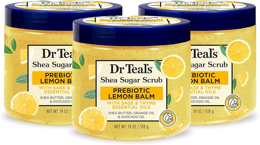 Dr Teal's Shea Sugar Scrub, Prebiotic Lemon Balm, 19 oz (Pack of 3) (Packaging May Vary) | Amazon (US)