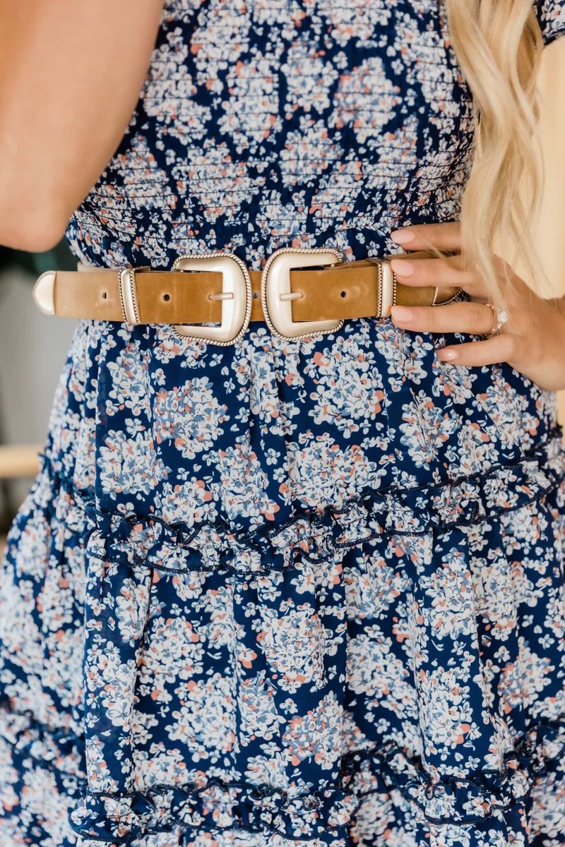 Officially Time Double Buckle Waist Belt Brown | The Pink Lily Boutique