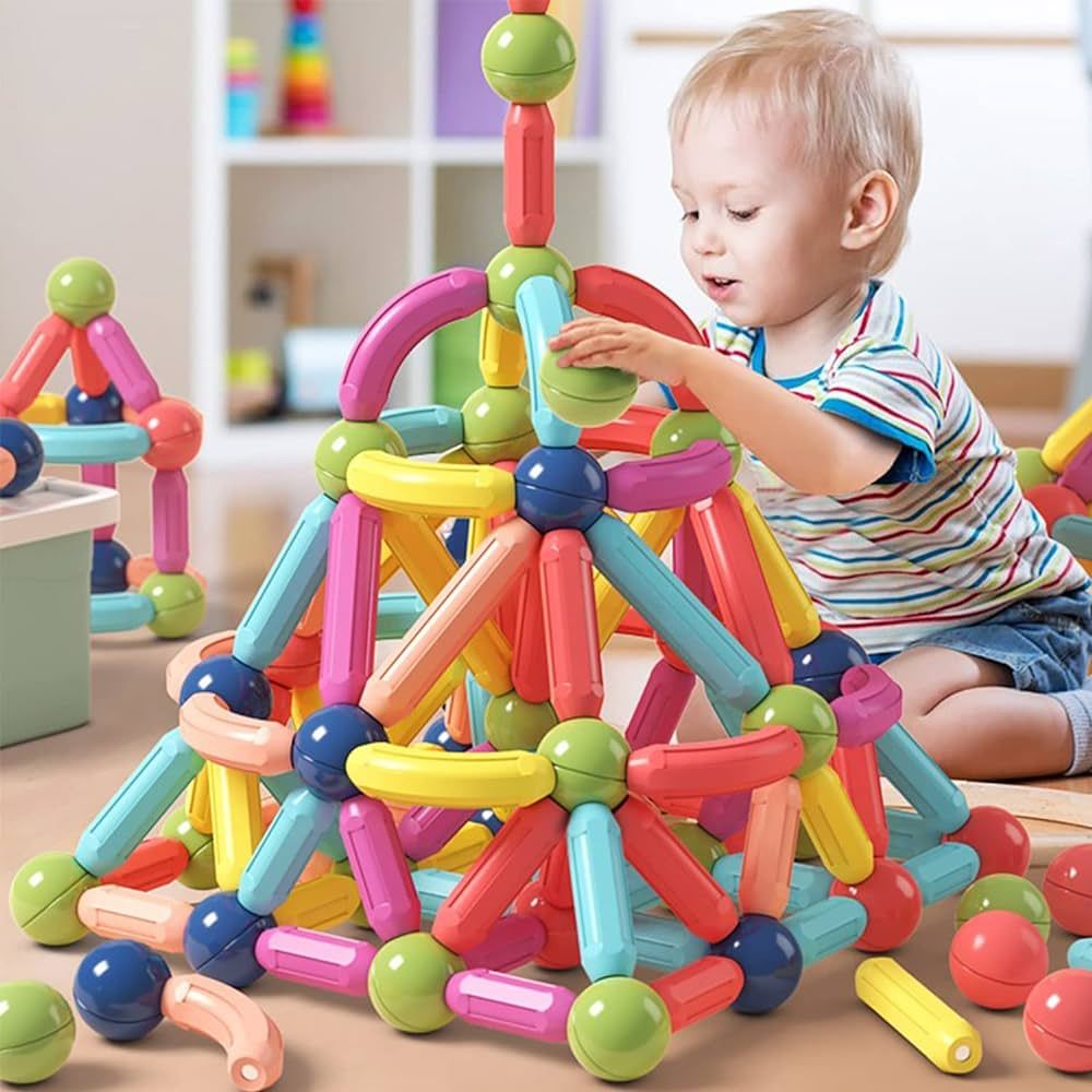 BAKAM Magnetic Building Blocks for Kids Ages 4-8, STEM Construction Toys for Boys and Girls, Larg... | Amazon (US)