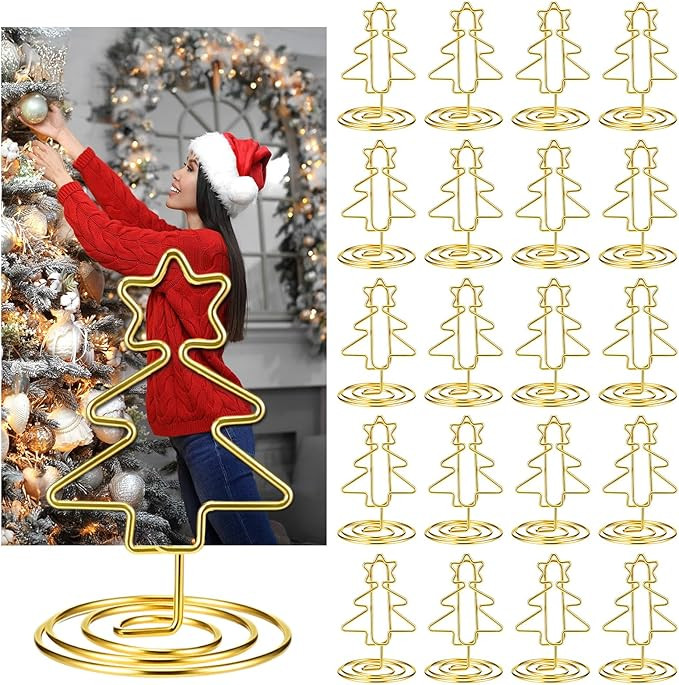 36 Pcs Christmas Place Card Holders Metal Table Number Photo Holder Gold Picture Display Stands M... | Amazon (US)