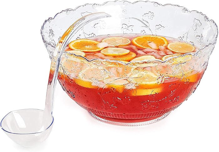 Premium Quality Plastic Punch Bowl With Ladle - Large 2 Gallon Bowl With 5 oz Ladle by Upper Midl... | Amazon (US)
