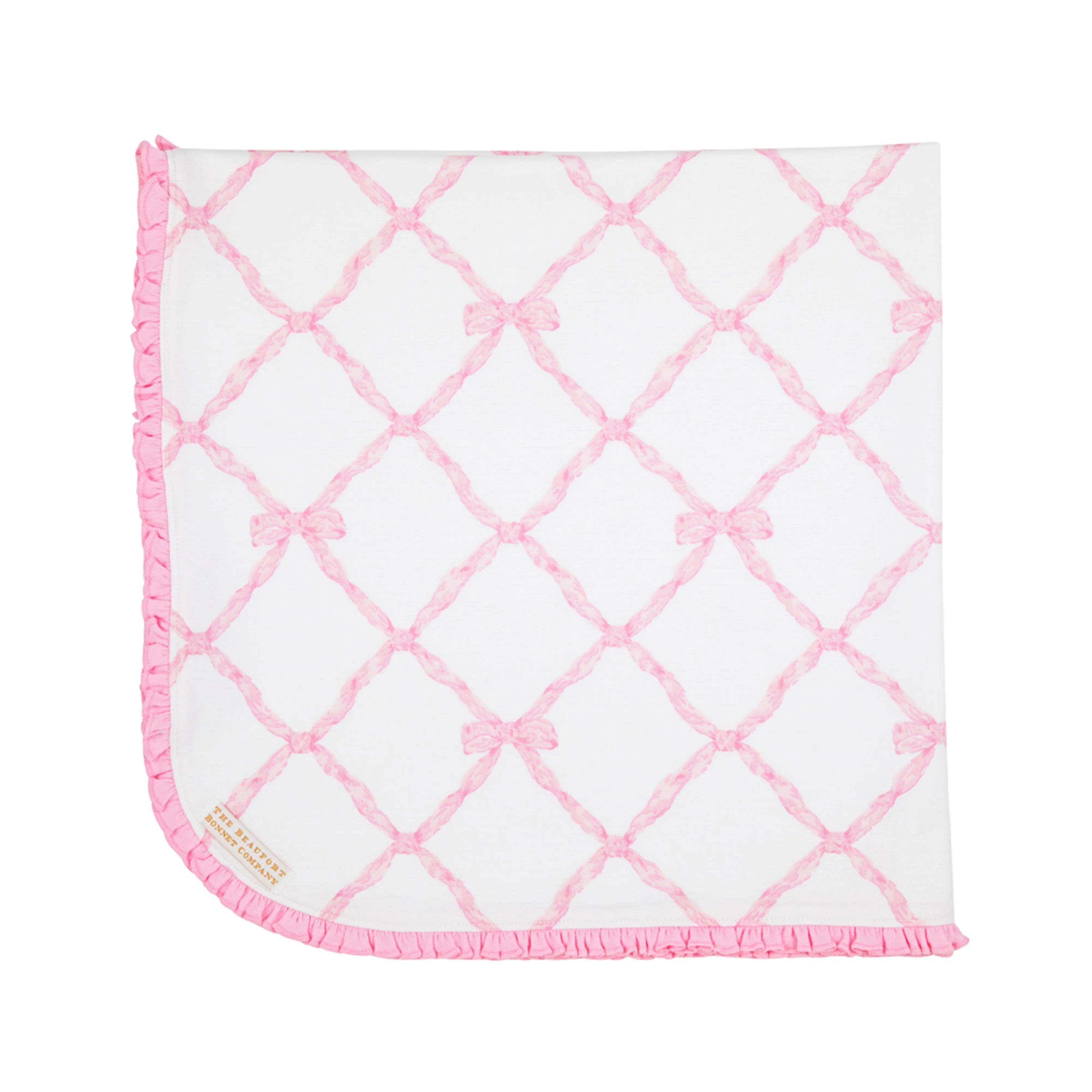 Baby Buggy Blanket - Belle Meade Bow with Pier Party Pink | The Beaufort Bonnet Company