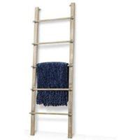 Distressed Brown Solid Wood Blanket Ladder with Rustic Metal Cuffs | Etsy (US)