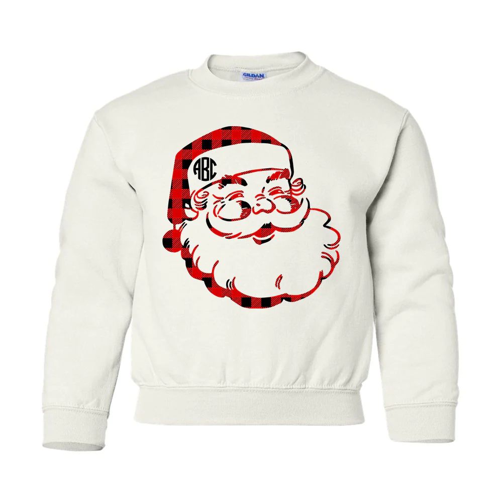 Kids Monogrammed 'Plaid Santa' Crewneck Sweatshirt | United Monograms