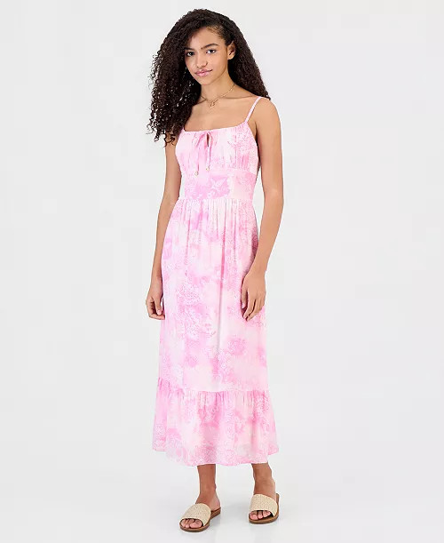 Sincerely Jules Juniors' Printed Tiered Midi Dress - Macy's | Macy's