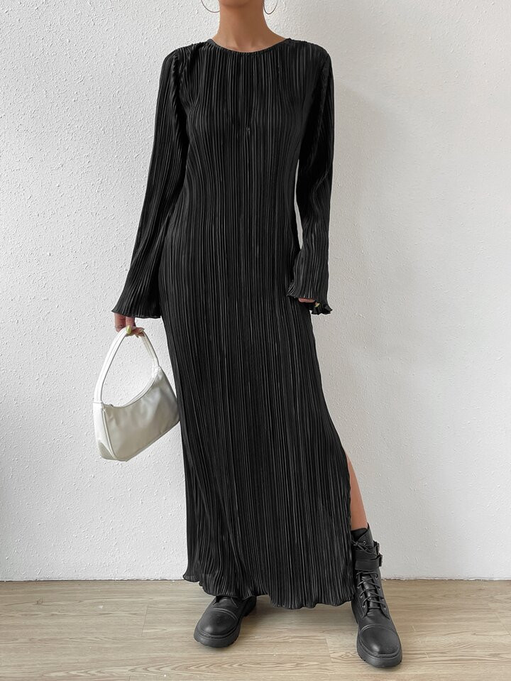 SHEIN Essnce Flounce Sleeve Split Thigh Dress | SHEIN