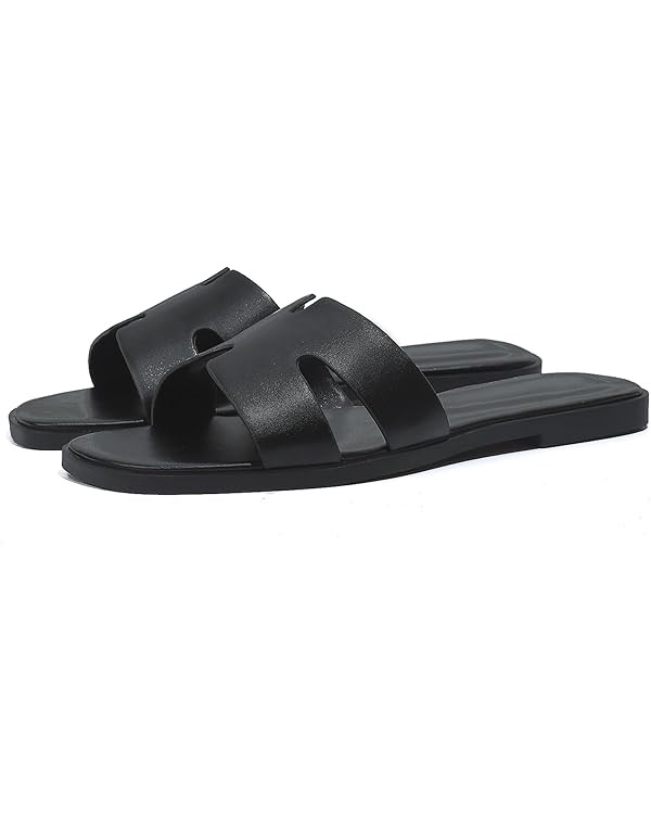 Stratuxx Kaze Open Toe Flat Dress Sandals Womens Slide Sandals Black, White, Tan Sandals for Wome... | Amazon (US)