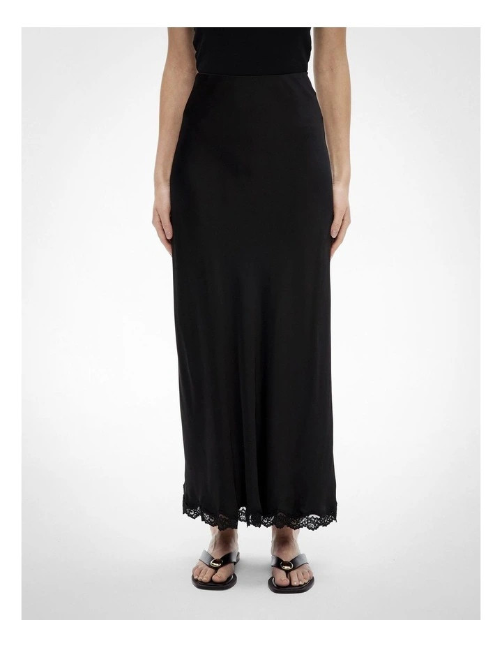 Lace Trim Maxi Skirt in Black | Myer