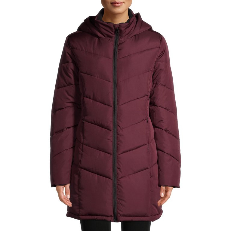 Big Chill Women's Chevron Quilted Puffer Jacket with Hood, Sizes S-XL | Walmart (US)