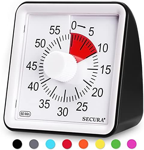 Secura 60-Minute Visual Timer, Classroom Countdown Clock, Silent Timer for Kids and Adults, Time ... | Amazon (US)