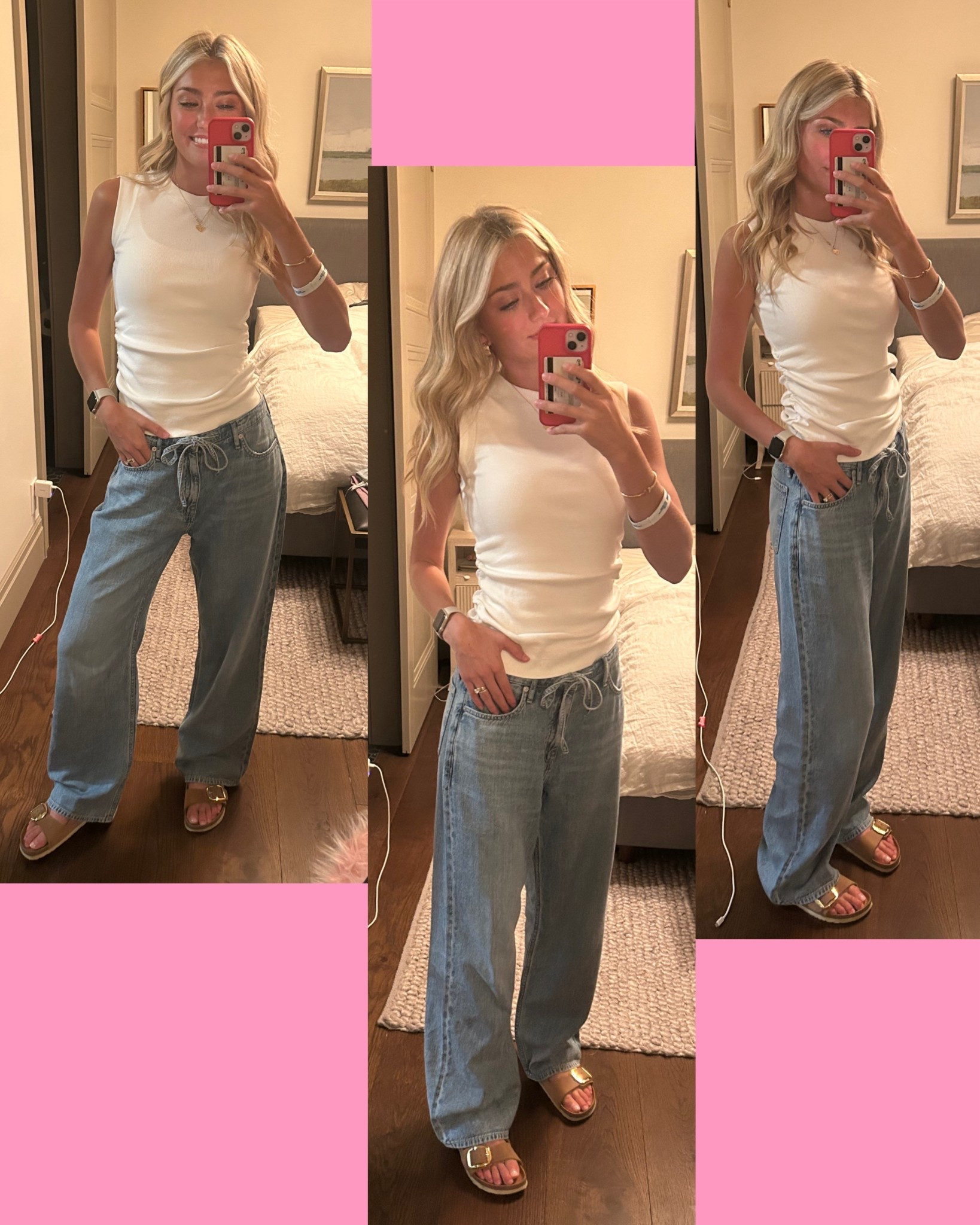 Fav rag & bone pants. White ruched tank from WHBM. Paired with a simple Birkenstock. 

#LTKWorkwear #LTKStyleTip