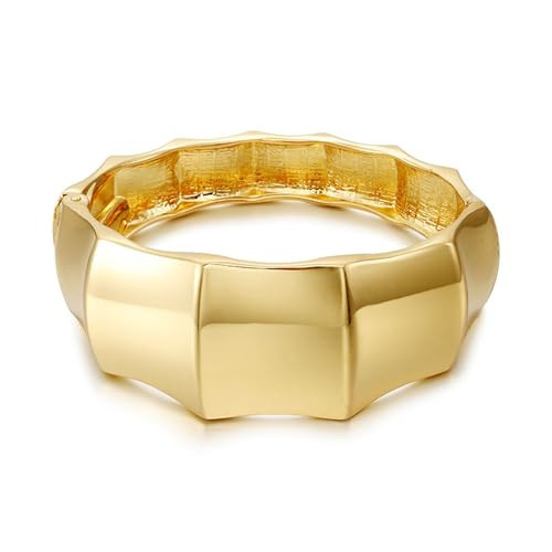 YMBYCM Chunky Gold-plated Bangle Bracelets for Women Trendy Wide Chunky Cuff Bracelets Hammered Irregular Wrist Cuff Wrap Bracelet | Amazon (US)