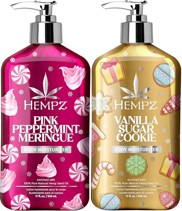 Hempz Holiday Body Lotion 2-Pack, Pink Peppermint Meringue and Vanilla Frosted Sugar Cookie Moist... | Amazon (US)